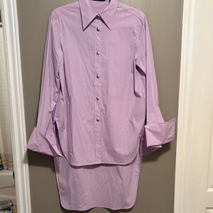 Lavender ladies cotton Shirt silver snap buttons size M-L